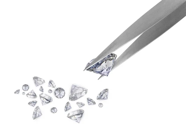 Briliantní Broušený Diamant Který Drží Pinzeta — Stock fotografie