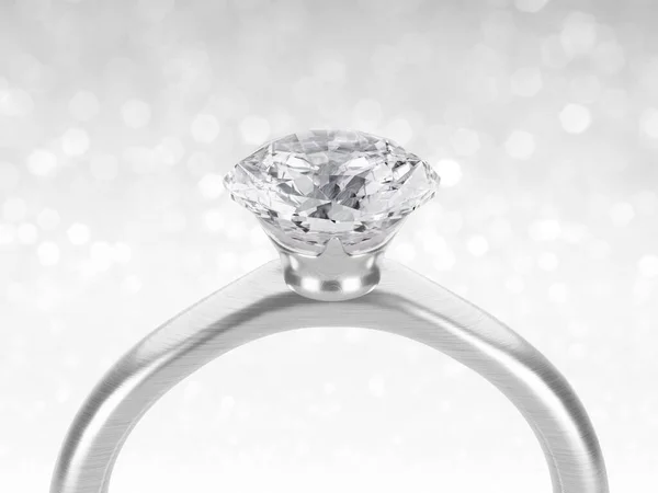 白輝くボケを背景にエレガントなダイヤモンドリングを閉じます 最高のダイヤモンドジュエリーデザインを選ぶためのコンセプト 3Dレンダリング — ストック写真