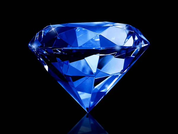 Diamante Abbagliante Pietre Blu Sfondo Nero — Foto Stock