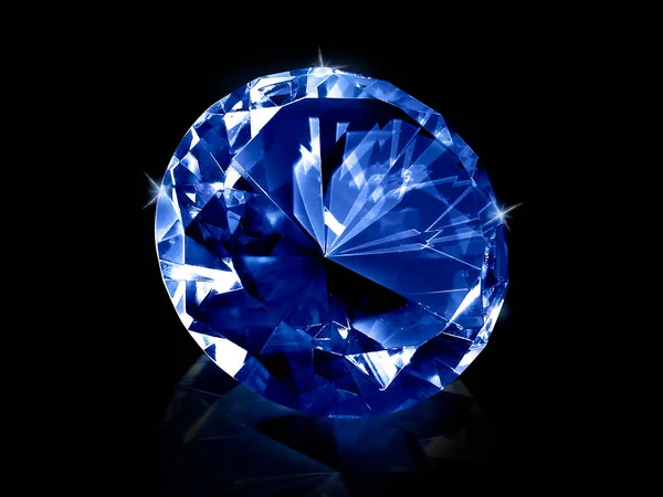 Diamante Deslumbrante Gemas Azuis Sobre Fundo Preto — Fotografia de Stock