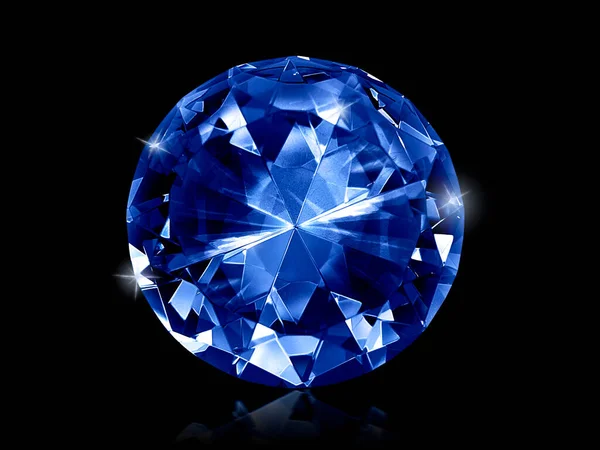 Diamante Deslumbrante Gemas Azules Sobre Fondo Negro —  Fotos de Stock