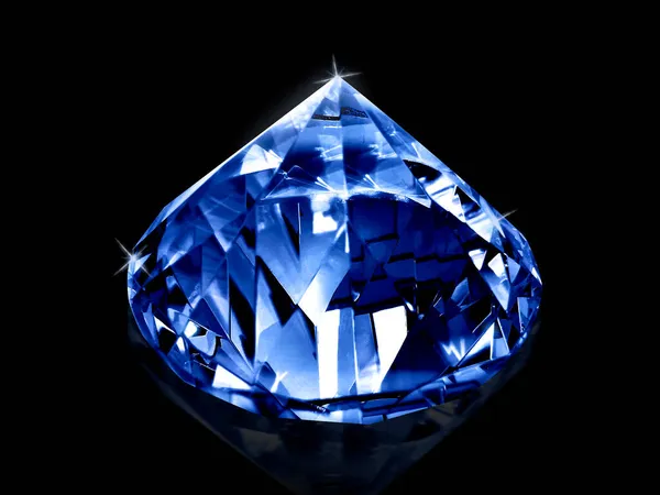 Schitterende Diamant Blauwe Edelstenen Zwarte Achtergrond — Stockfoto