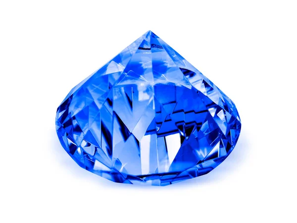 Diamante Abbagliante Blu Sfondo Bianco — Foto Stock