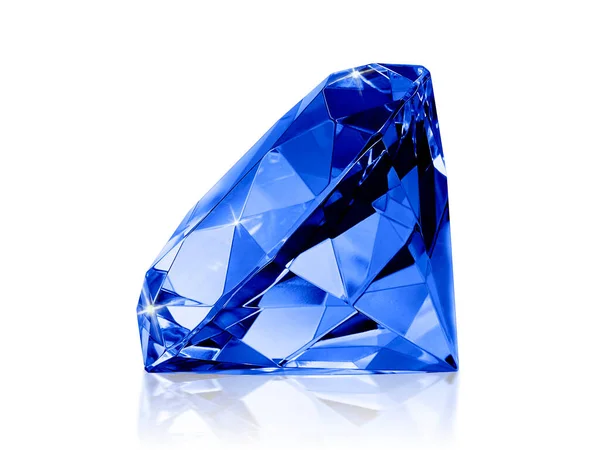 Deslumbrante Diamante Azul Sobre Fondo Blanco — Foto de Stock