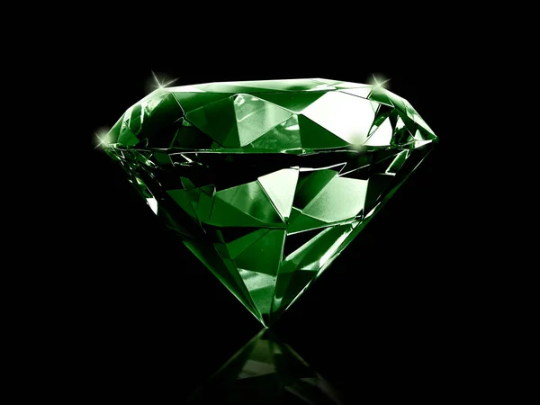 Dazzling Diamond Green Gemstones Black Background — Stock Photo, Image