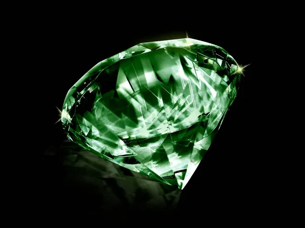Oslnivý Diamant Zelené Drahokamy Černém Pozadí — Stock fotografie