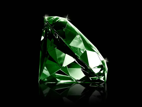 Schitterende Diamant Groene Edelstenen Zwarte Achtergrond — Stockfoto
