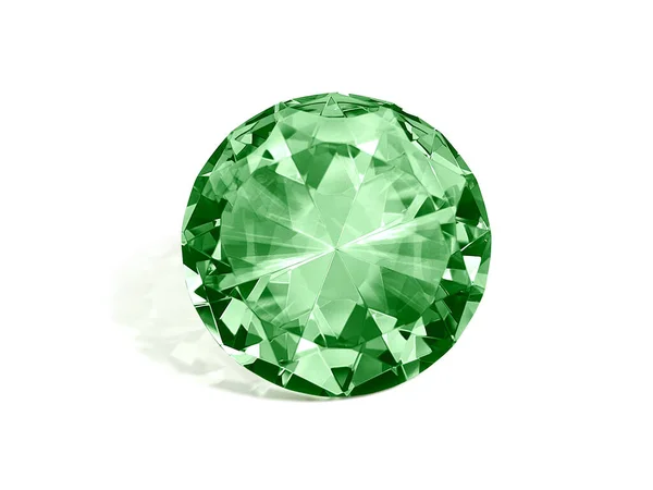 Deslumbrante Diamante Verde Sobre Fondo Blanco — Foto de Stock