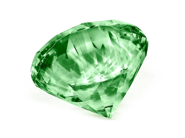 白色背景上闪烁着钻石绿色的光芒 — 图库照片
