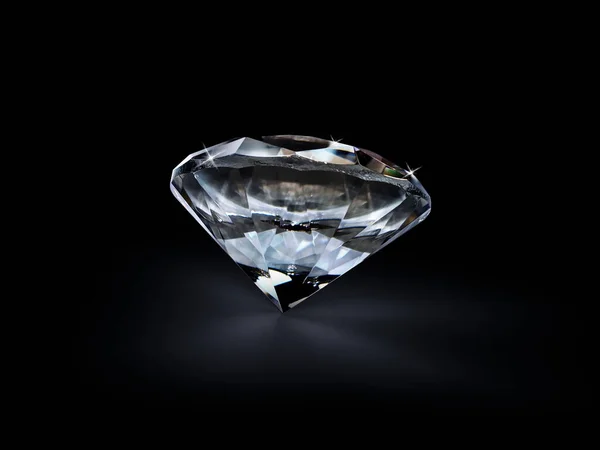 Diamante Deslumbrante Sobre Fundo Preto — Fotografia de Stock