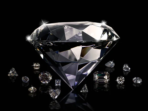Schitterende Diamant Zwarte Achtergrond — Stockfoto