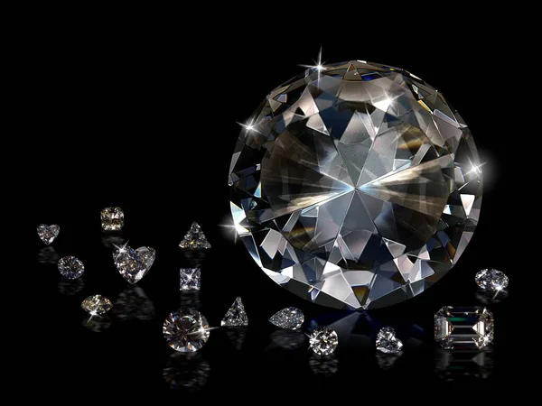 siyah arka plan üzerine göz kamaştırıcı Pırlanta