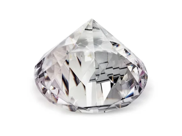 Schillernder Diamant Auf Weißem Hintergrund — Stockfoto