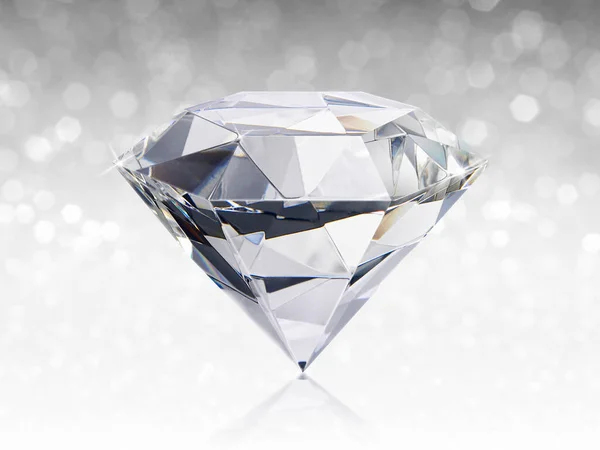 Schillernder Diamant Auf Weiß Glänzendem Bokeh Hintergrund Konzept Zur Auswahl — Stockfoto