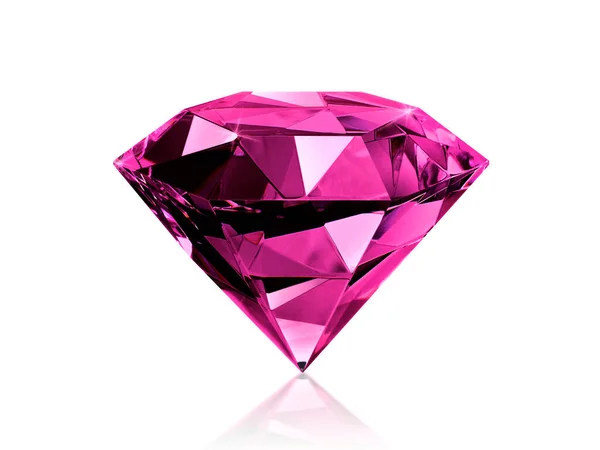 Diamante Abbagliante Pietre Rosa Sfondo Bianco — Foto Stock