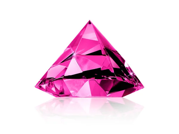 白底钻石粉红宝石晶莹夺目 — 图库照片