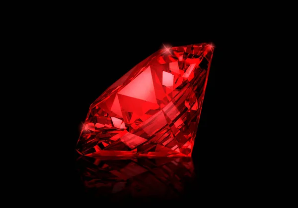 Deslumbrante Diamante Piedras Preciosas Rojas Sobre Fondo Negro — Foto de Stock