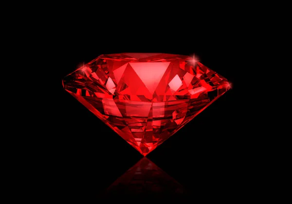 Schitterende Diamant Rode Edelstenen Zwarte Achtergrond — Stockfoto