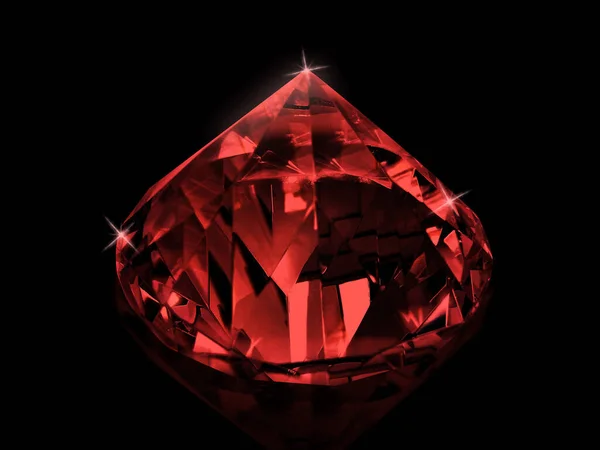 Diamant Éblouissant Pierres Précieuses Rouges Sur Fond Noir — Photo
