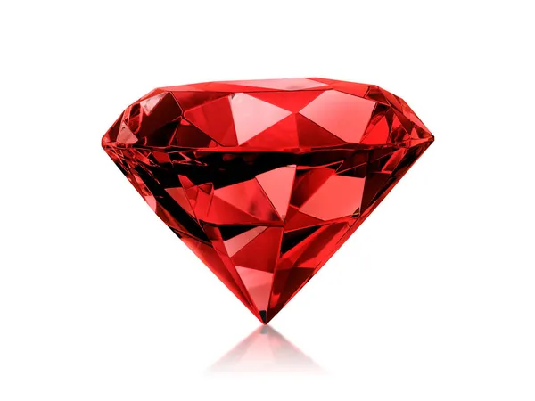 Schitterende Diamant Rode Edelstenen Witte Achtergrond — Stockfoto