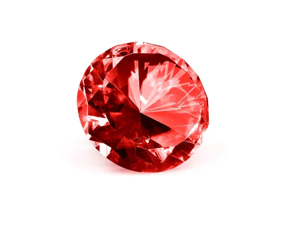 Diamante Deslumbrante Pedras Preciosas Vermelhas Fundo Branco — Fotografia de Stock