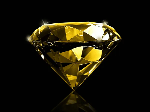 Schitterende Diamant Gele Edelstenen Zwarte Achtergrond — Stockfoto