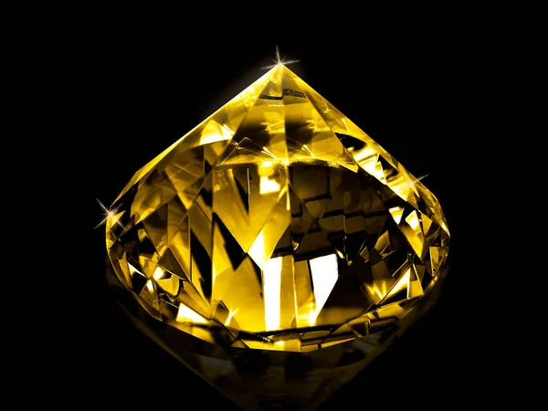 黑色背景上闪闪发光的钻石黄色宝石 — 图库照片