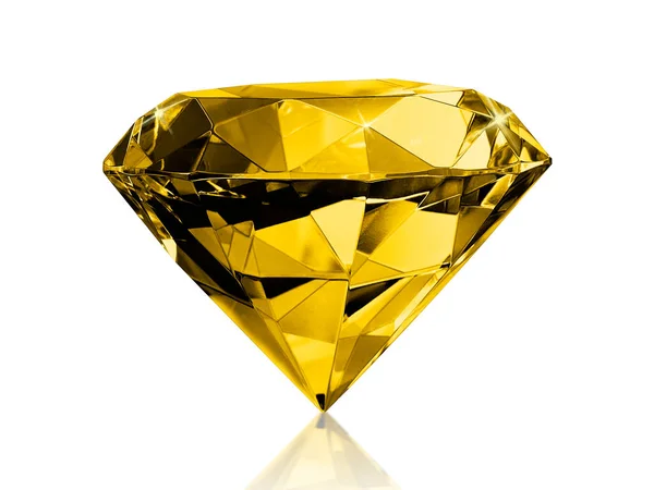 Deslumbrante Diamante Amarillo Sobre Fondo Blanco —  Fotos de Stock