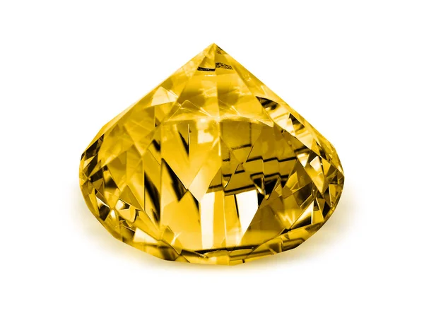 Diamante Abbagliante Giallo Sfondo Bianco — Foto Stock