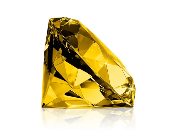 Olśniewający Diament Żółty Białym Tle — Zdjęcie stockowe