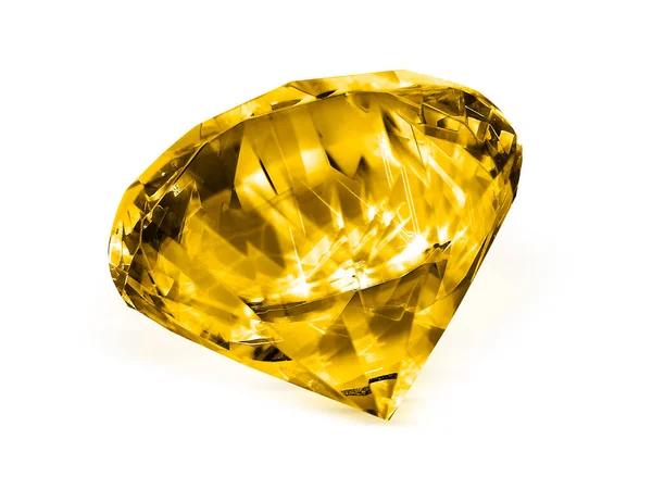 Diamante Abbagliante Giallo Sfondo Bianco — Foto Stock