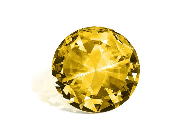 Schitterende Diamant Geel Witte Achtergrond — Stockfoto