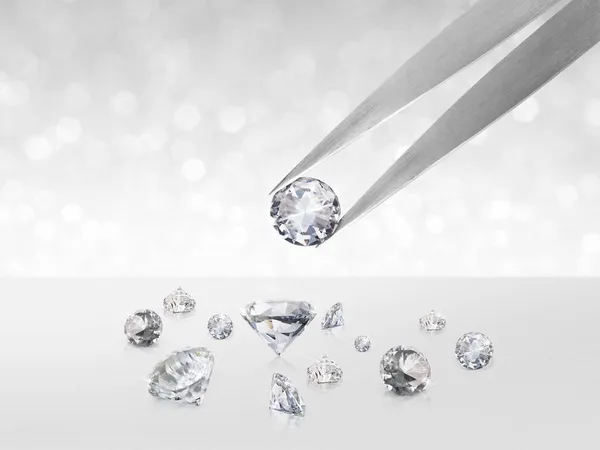 Diamante Pinzas Sobre Fondo Bokeh Blanco Brillante Concepto Para Elegir — Foto de Stock