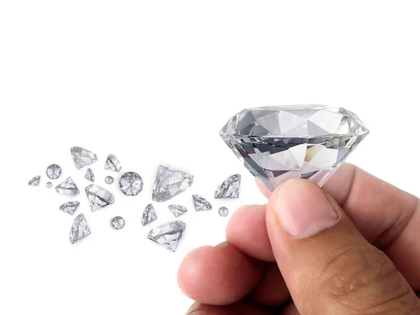钻石宝石在手 在白色背景上孤立 — 图库照片