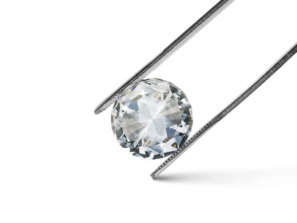Diamante Sobre Fondo Blanco Sostenido Pinzas Diamante — Foto de Stock