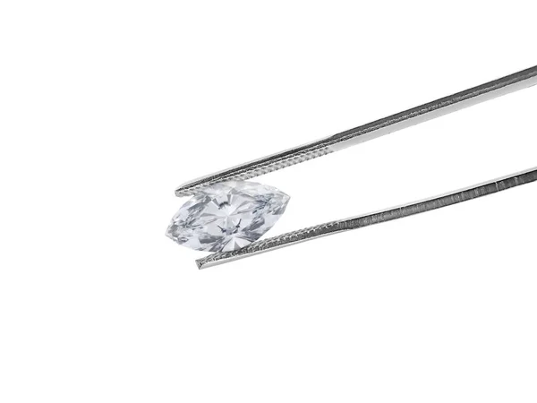 Diamant Vit Bakgrund Hålls Diamant Pincett — Stockfoto