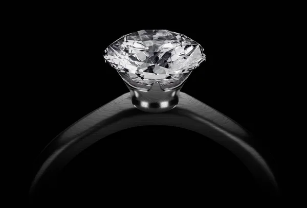 Diamond Ring Isolerad Svart Bakgrund Återgivning — Stockfoto