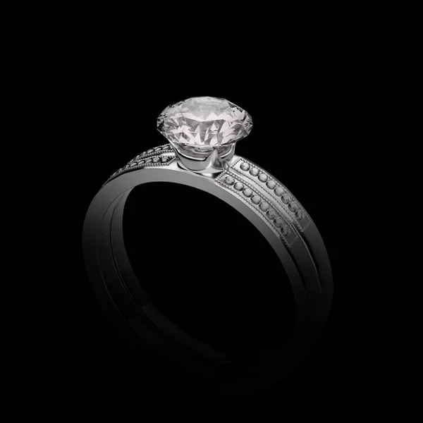 다이아몬드 반지는 바탕에 분리되어 렌더링 — 스톡 사진