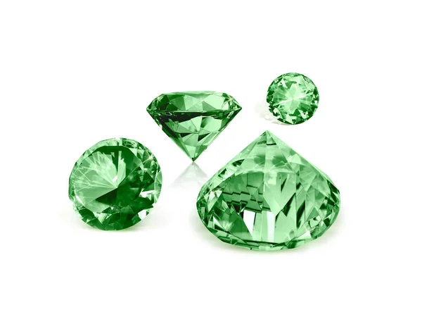 Groep Oogverblindende Diamant Groen Witte Achtergrond — Stockfoto