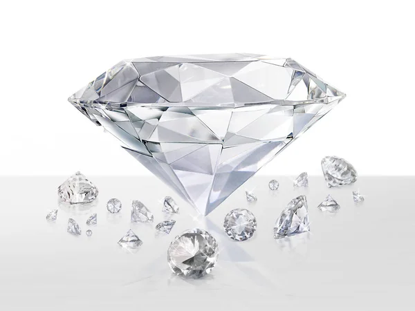 Grupa Diamentów Umieszczone Białym Tle — Zdjęcie stockowe
