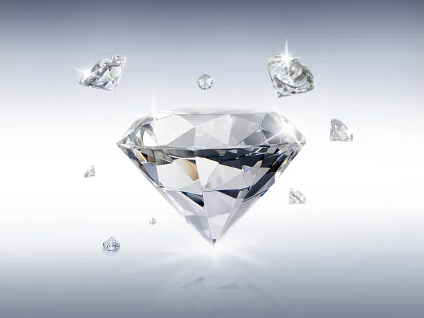 Gruppo Diamanti Disposti Sfondo Bianco — Foto Stock