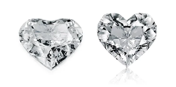 Diamante Forma Corazón Aislado Sobre Fondo Blanco Renderizado — Foto de Stock