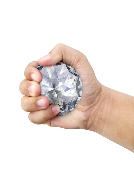 Diamantes Grandes Cristal Mano Sobre Fondo Blanco —  Fotos de Stock