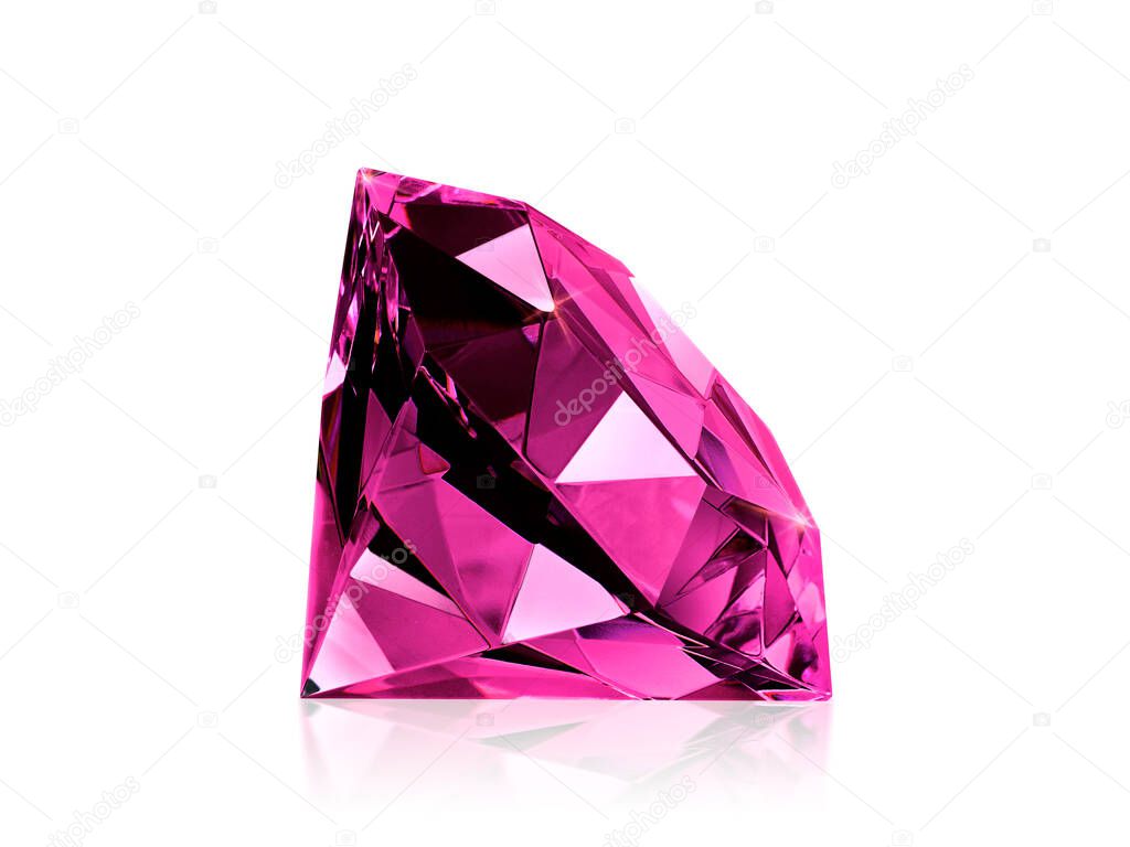 Dazzling diamond pink gemstones on white background