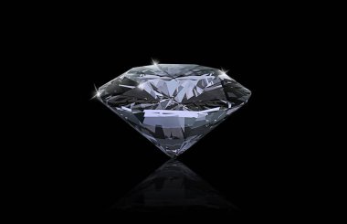 Siyah arka planda göz kamaştırıcı bir elmas. 3 Boyutlu Hazırlama