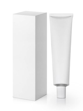  kırpma yolu ile beyaz arka plan üzerinde izole krem ürün için boş ambalaj alüminyum tüp