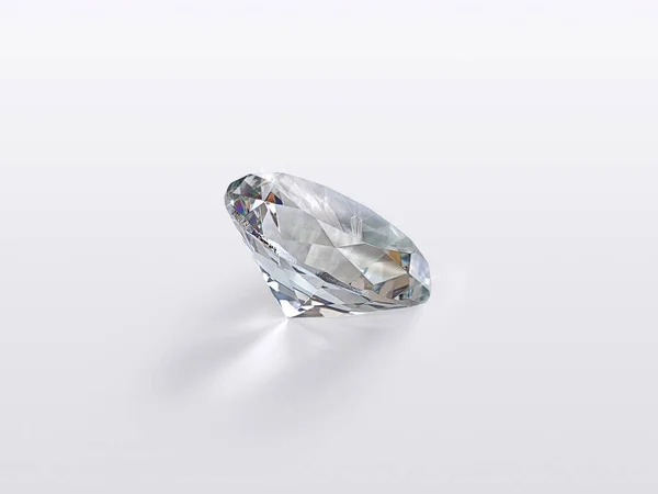 Oslnivý Diamant Bílém Lesklém Pozadí — Stock fotografie