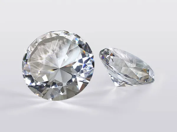 ホワイト光沢のある背景に見事なダイヤモンド — ストック写真