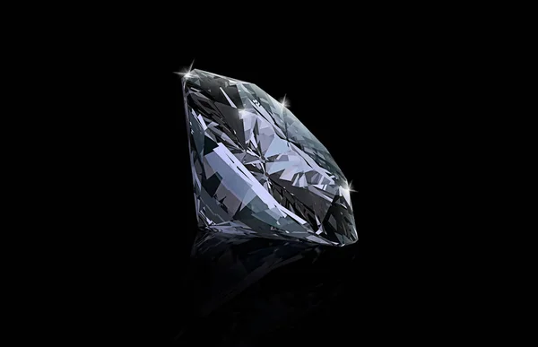 Diamante Deslumbrante Sobre Fondo Negro Renderizado — Foto de Stock