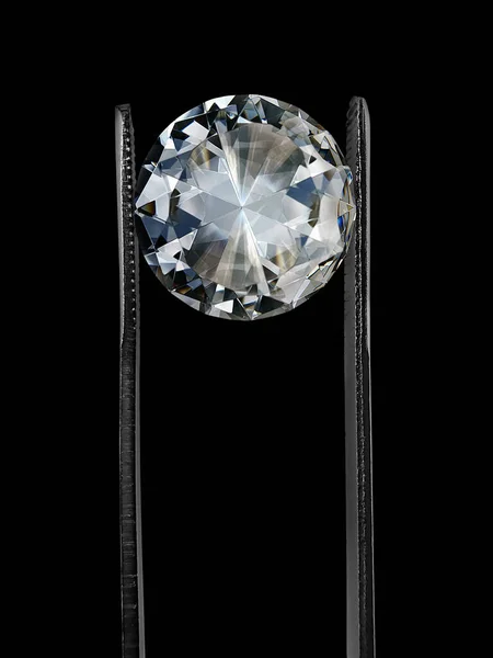 Diamant Pinzetě Černém Pozadí Diamanty Skupina Měkké Zaostření — Stock fotografie